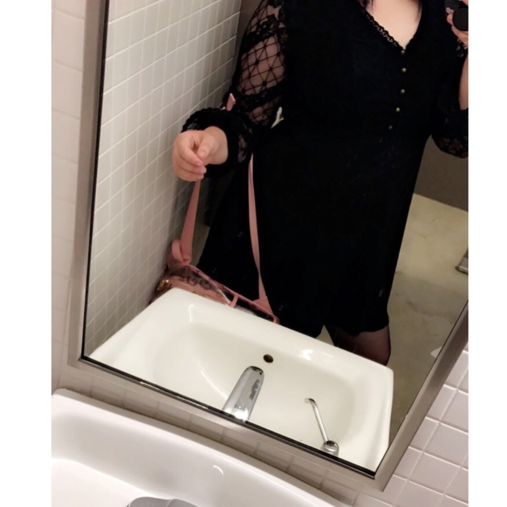Little black lace & chiffon dress